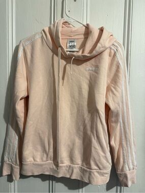 adidas Pale Pink Pullover Hoodie with White Logo